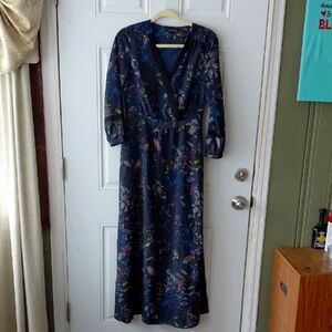 Banana Republic Dark Blue Floral Long Sleeve Dress